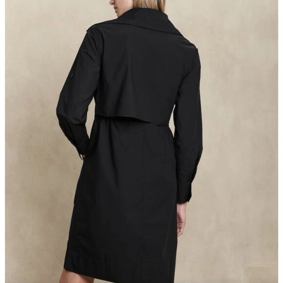 Banana Republic Womens Small Black Trench Back Shirt Dress Roll Tab Sleeve - Picture 4 of 16